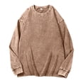 thumbnail image 5 of Domuza Mens Acid Wash Crewneck Sweatshirt, Vintage Long Sleeve Pullover, Loose Fit Streetwear Top - Coffee S, 5 of 5