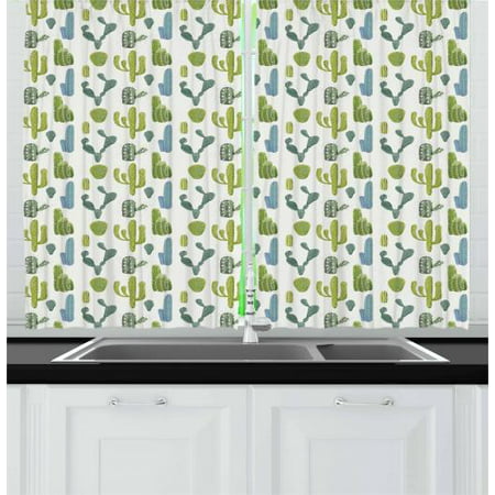 Cactus Curtains 2 Panels Set, Succulent Flowers with Thorns Exotic Desert Plants Colorful Hand Drawn Cacti Pattern, Window Drapes for Living Room Bedroom, 55W X 39L Inches, Multicolor, by (Best Window For Succulents)