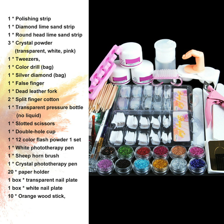 Professional Acrylic Nail Set Professional Nails Kit Acrylic Set With  Everything For Beginners, Glitter Acrylic Nail Set Acrylic Nail Supplies  Diy Nai