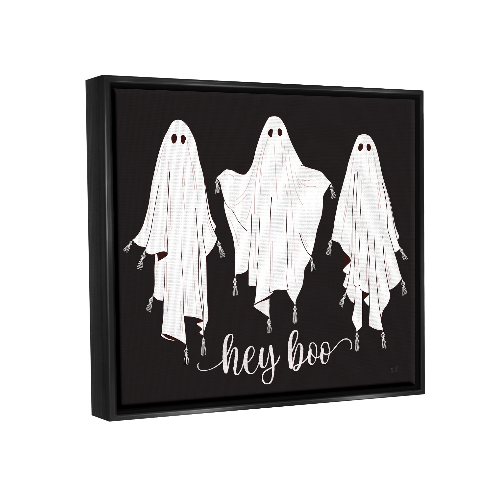 Stupell Industries Hey Boo Three Ghosts Holiday Painting Black Floater Framed Art Print Wall Art, 31 x 25