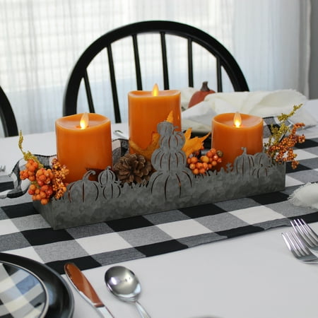 

Fall Decor Galvanized Tray Field of Pumpkins Silhouette