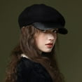 thumbnail image 2 of Yuanlong Womens Beret Hat Vintage Plush Warm Newsboy Cap Curved Brim Fall Winter Windproof Elegant Casual Street Headwear, 2 of 8