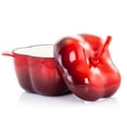 thumbnail image 2 of MegaChef Pepper Shaped 3 Quart Enameled Cast Iron Casserole in Red, 2 of 12