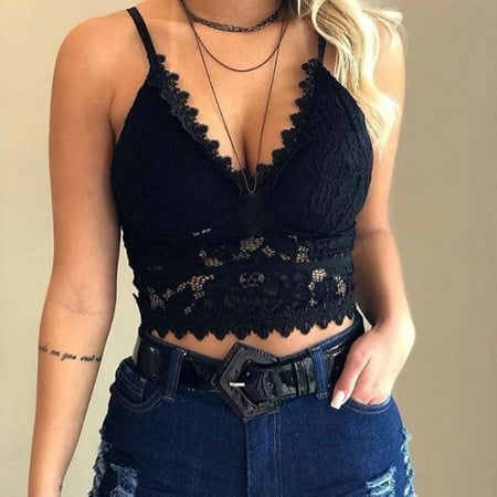GENGING Bralette for Women Women Plus Size Vest Crop Wireless Bra Lingerie Sexy Lingerie V-Neck Underwear Day Deals 2024 Camisole