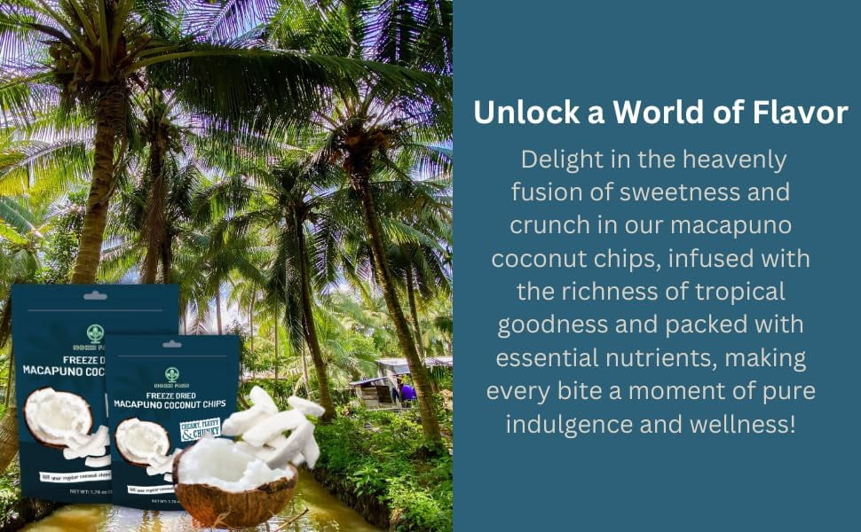 NOKKI FARM Freeze Dried Macapuno Coconut Chips - Healthy & Exotic Tropical Fruit Snacks, Low in Sugar, No Preservatives, Kid-Approved Shelf-Stable, 1.76 Oz, 3 Pack