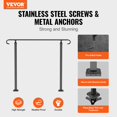 thumbnail image 2 of STAWAY Wrought Iron Handrail for 2-3 Steps, Adjustable Outdoor Stair Railing, Durable & Stylish Black Hand Rail for Concrete/Wood Steps, Easy Install, 2 of 8