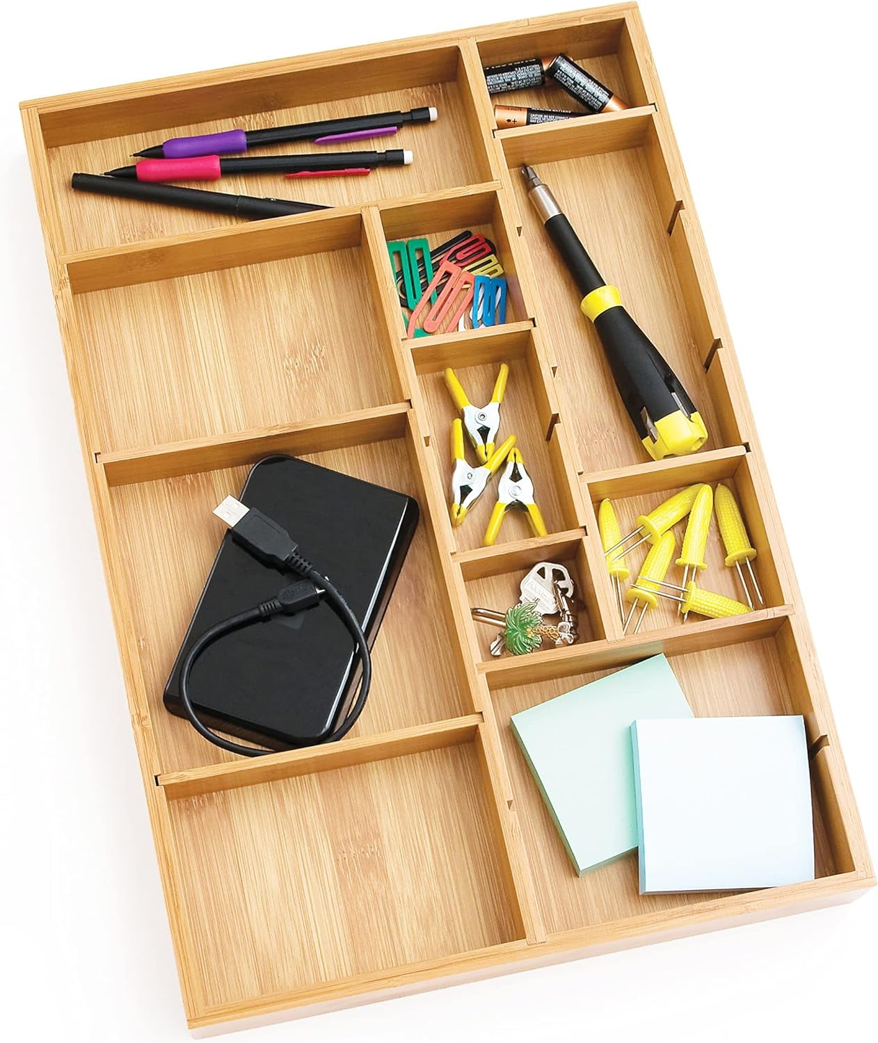 Lipper International Bamboo Adjustable Drawer Organizer