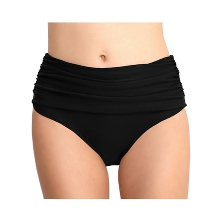 Women's Swim Bikini Bottom Ruched Soft Cozy Retro Knickers Athletic