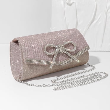 Sparkly Evening Clutch Purse For Women - Glitter Cocktail Bag With Detachable Chain