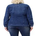 thumbnail image 3 of Unique Bargains Women‘s Plus Size Long Sleeve Button Front Washed Denim Jacket, 3 of 7