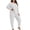 White, variant on Women Oversize 2 Piece Loungewear Sevevn Set Long Sleeve Pocket Top Jogger Pants Soft Casual Sleep Outfit Multiple Solid Shades