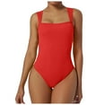 thumbnail image 1 of Women's Sexy Ribbed Strappy Square Neck Sleeveless Tank Tops Bodysuits, Perfect for Street, Party, Club and Daily Wear, 1 of 4