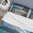 thumbnail image 4 of Designart "Aloha! Exploring the Tropical Dreamscape II" Maui Bedding Covert Set - Cityscapes Teal Landscapes Bed Set With 2 Shams, 4 of 6