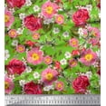 thumbnail image 1 of Soimoi polyester Crepe Fabric Leaves,Clematis & Rose Floral Print Fabric by the Yard 42 Inch Wide, 1 of 1