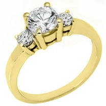 14k Yellow Gold 1 Carat Brilliant Round Past Present Future 3 Stone Diamond Ring