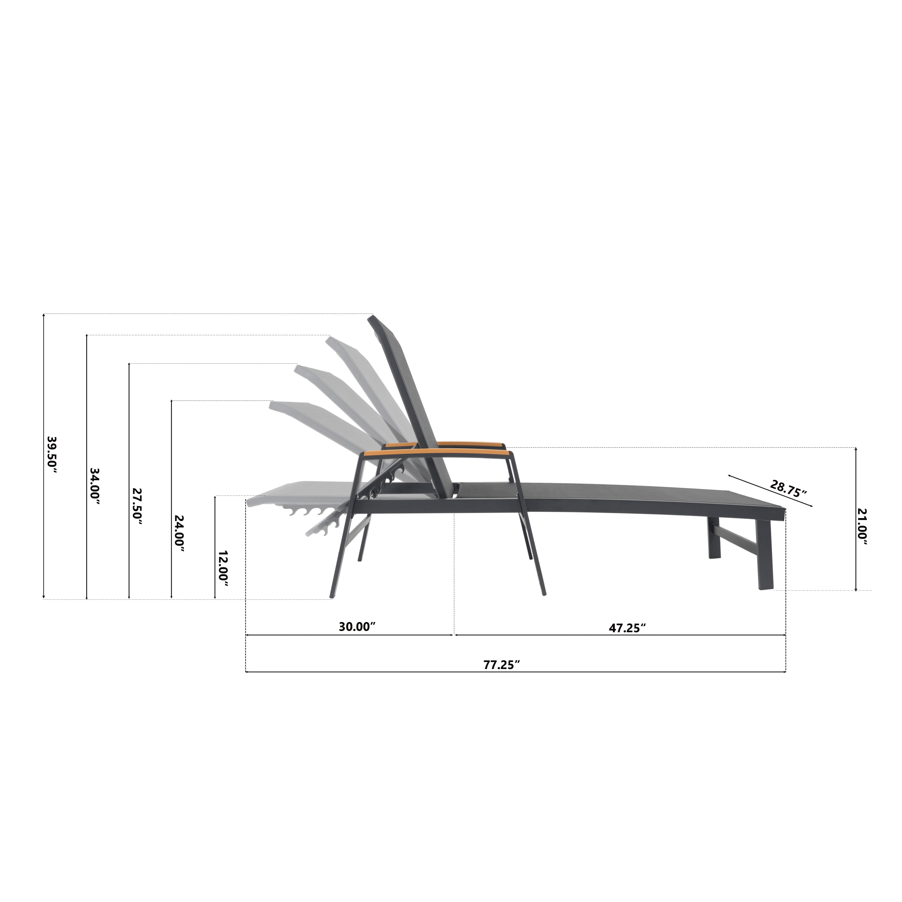 Noble House Oxton Outdoor Aluminum Lounge with Mesh Seating (Set of 2) Black