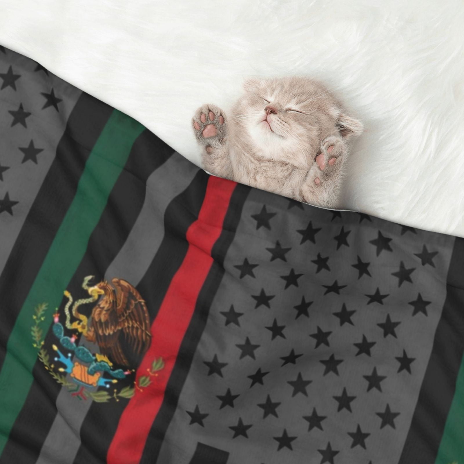 Mexico-America-Flag Dog Blanket Soft Warm Flannel Cat Blanket Great Pet Throw for Cats Puppy Small Medium Large Dog