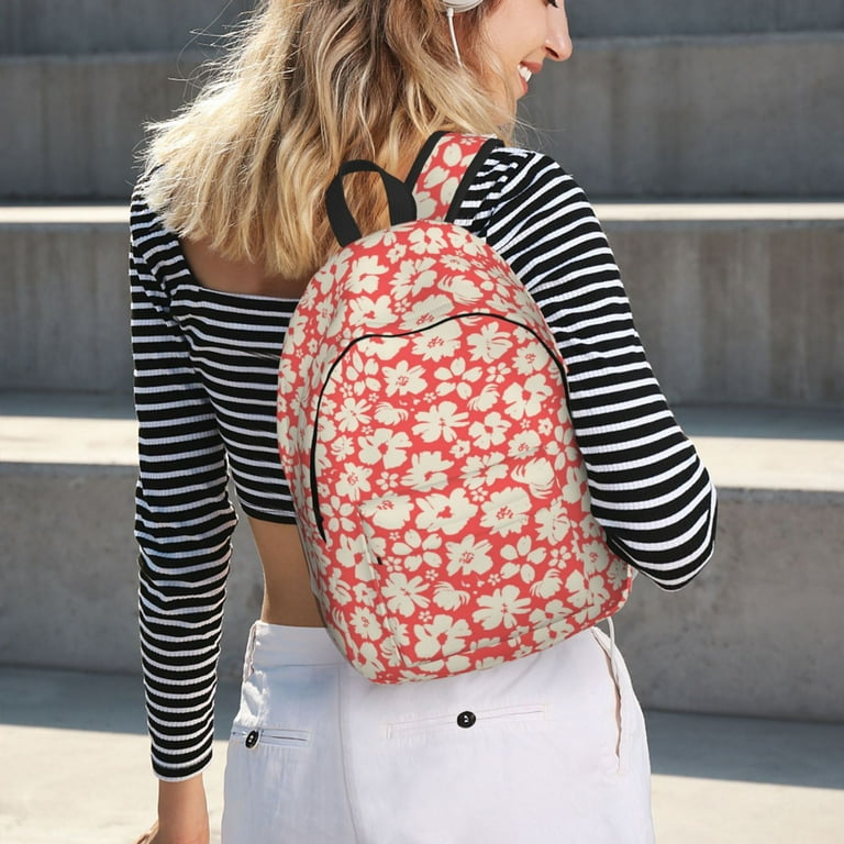 Easygd Beige Flowers Canvas Backpack Stylish Lightweight and Versatile with Large Capacity and Adjustable Straps Walmart