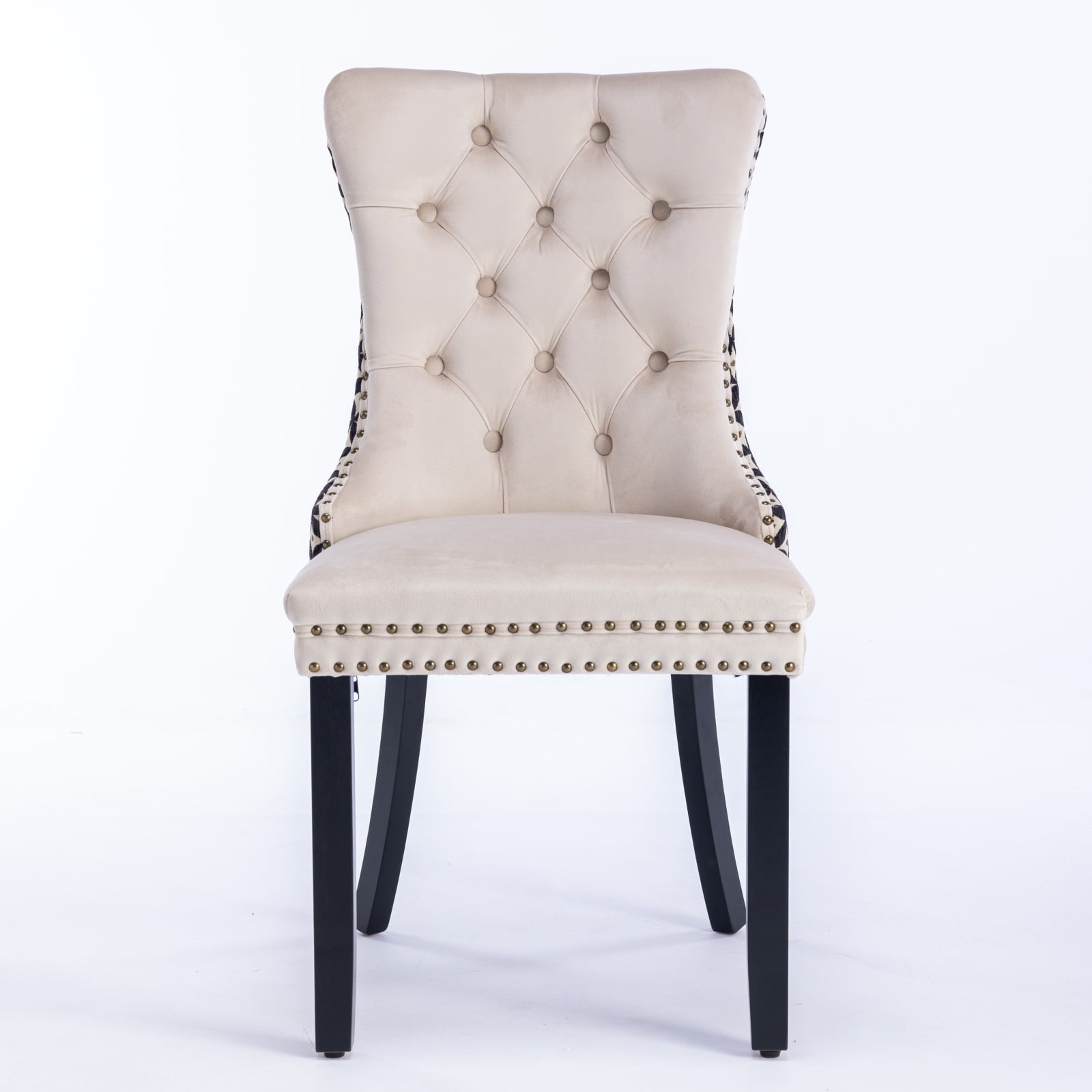 Gewnee Mid-Century Velvet Upholstered Dining Set of 2 with Wood Legs