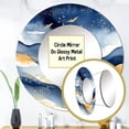 thumbnail image 3 of Designart "Abstract in Dark Blue and Gold IX" Fractals Blue Large Round Mirror - Round Mirror Wall Décor - Traditional Round Printed Mirror 29" x 29" Inch, 3 of 5