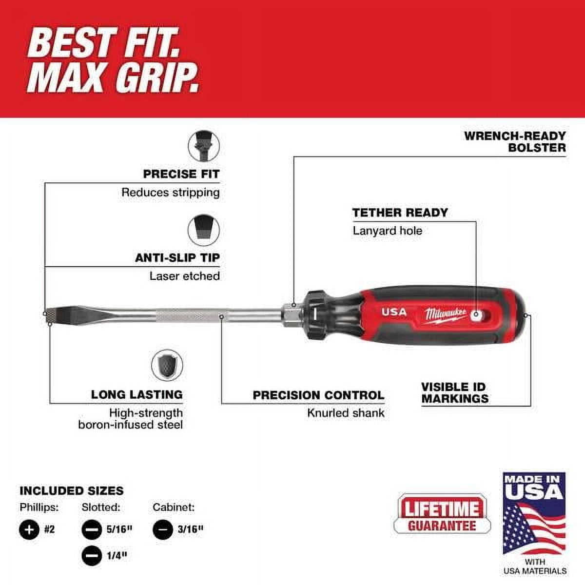Milwaukee Tool 4PC Cushion Grip Screwdriver Set (USA)