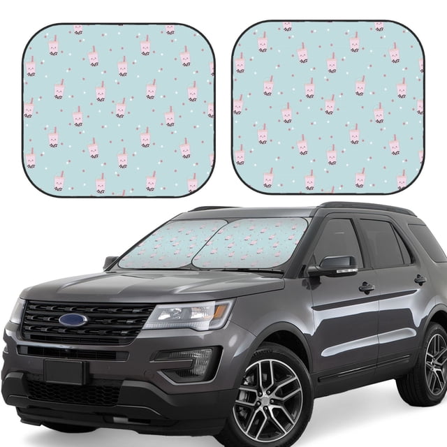 Vsdgher Milk Tea Print Car Windshield Sun Shade, Reflective Sunshade Window Sunshade Sun Visor Protector Fit for Cars,Trucks,SUVs-Large