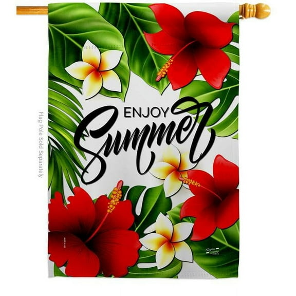 Angeleno Heritage  Summer Hibiscus Summertime Fun & Sun 28 x 40 in. Double-Sided Decorative Vertical House Flags for Decoration Banner Garden Yard Gift