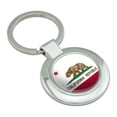 thumbnail image 2 of California Republic State Flag Classy Round Chrome Plated Metal Keychain, 2 of 3