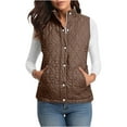thumbnail image 4 of FAIWAD Puffer Vest Women Casual Sleeveless Button Zip Up Jacket Lightweight Padded Winter Outerwear, 4 of 9