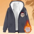 thumbnail image 2 of Feancey Plus Size Zip Up Hoodies for Women Christmas Sweatshirt Jackets Winter Sherpa Lined Hooded Jacket Cute Santa Claus Print Sweatshirts Gray L, 2 of 5