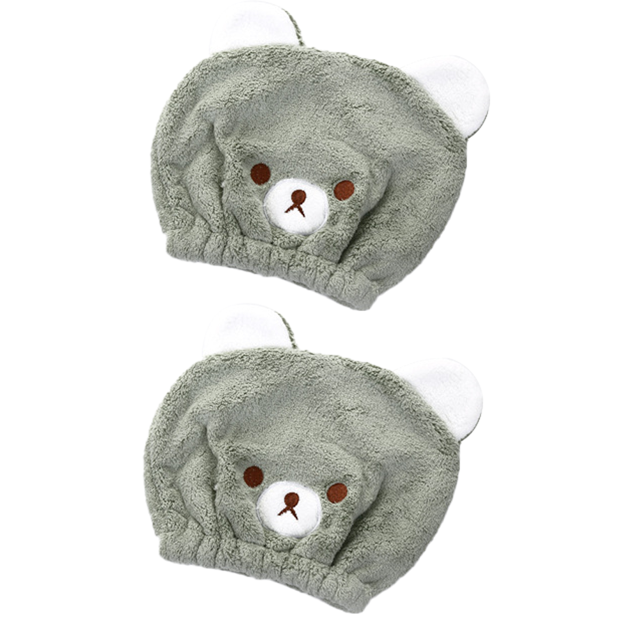 Toallas para secar el cabello Lindos gorros de oso Sombrero para el cabello Secado rápido Cabezal de ducha de baño Toalla Envoltura Gorro para el cabello de secado rápido