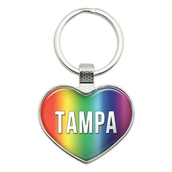 I Love Tampa Heart Metal Key Chain