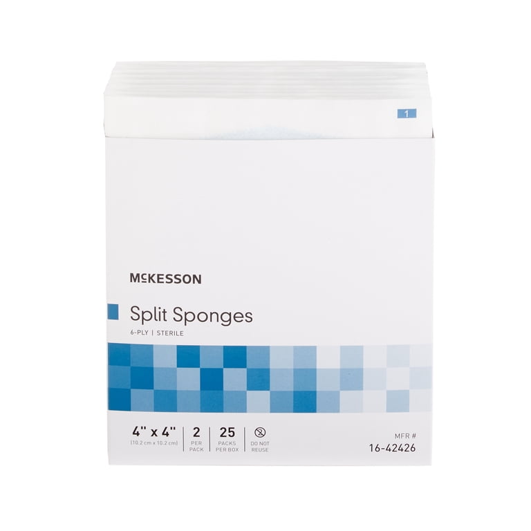 McKesson Sterile 6Ply Absorbent Dressing, IV Split Sponge, 4x4 in