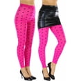 thumbnail image 5 of ToBeInStyle Women's Polka Dot Ankle Long Leggings - Hot Pink w/Black Polka Dot - One Size, 5 of 7