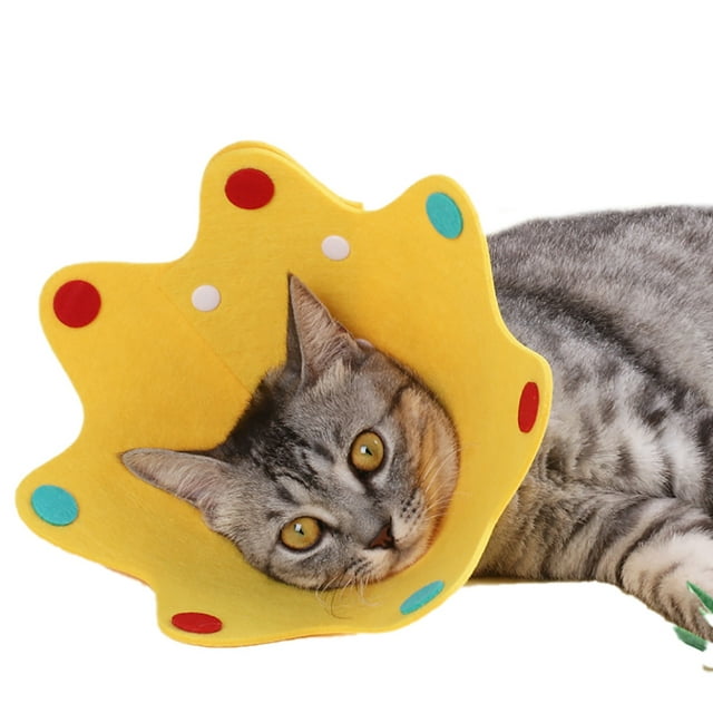 Cat Recovery Collar Felt Adjustable Kitten Cone Collar Puppy Protective Collar