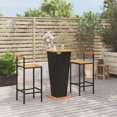 thumbnail image 1 of vidaXL 3 Piece Garden Bar Set Black Poly Rattan&Solid Wood Acacia, 1 of 4