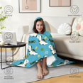 thumbnail image 4 of Wearable Blanket,Blue Dinosaurs with Coins Dynamic Hooded Wearable Flannel Blanket for Adults & Teens,Winter Poncho Shawl Wrap Cape Cozy Anti-Pill,50"x60", 4 of 5