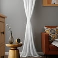 thumbnail image 2 of Melodieux Linen Textured Semi Sheer Voile Curtain, Grommet Top, 2 Panels, White - 52 x 63 inch, 2 of 8