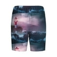 thumbnail image 5 of Fotbe lighthouse Waves Torrential Rain Pajama Shorts for Men, Men's Pajama Bottoms, Sleepwear,Short Pajama Pants-Small, 5 of 9