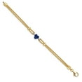 thumbnail image 3 of Gem Stone King 18K Two Tone Sterling Silver Blue Created Sapphire and White Lab Grown Diamond Bracelet for Women (1.04 Cttw, Heart Shape 8MM, 6.5/7/7.5 inches, Made in Italy), 3 of 3