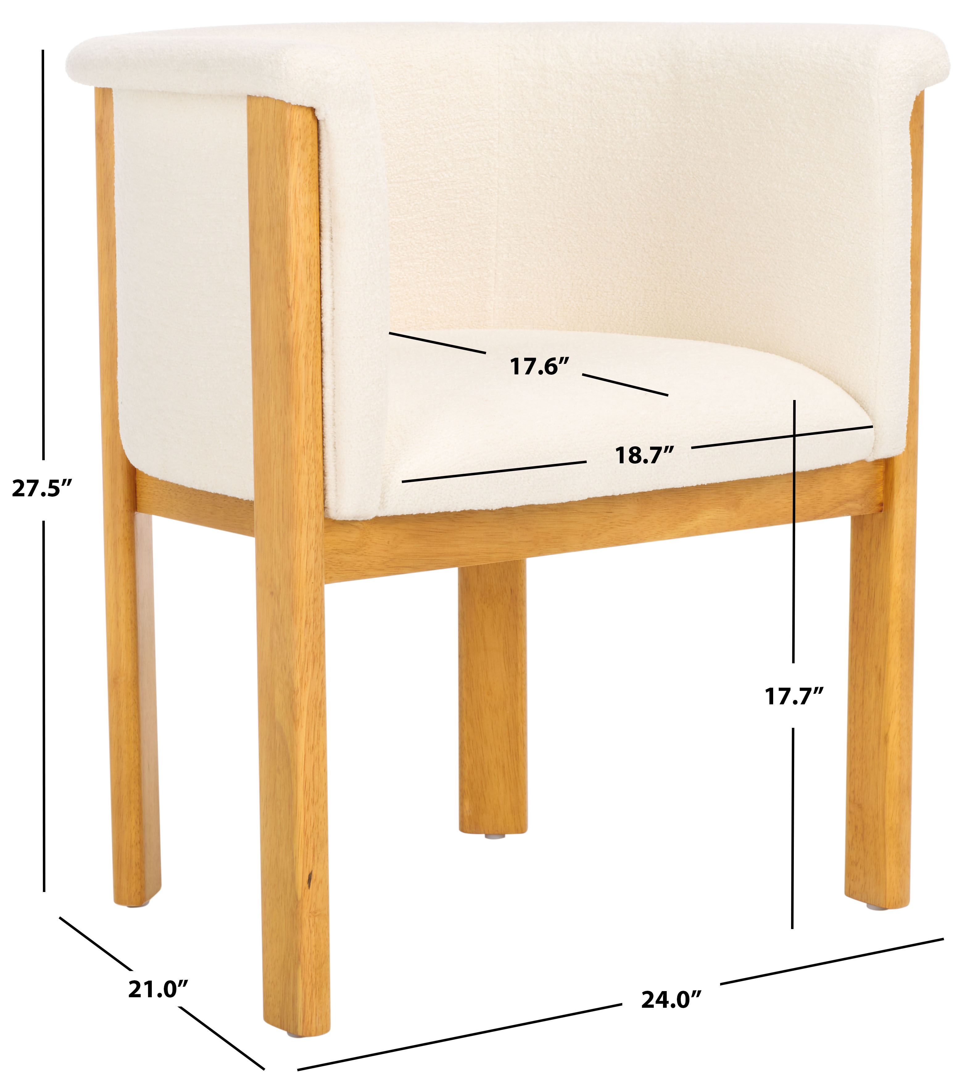 SAFAVIEH Couture Katemarie Contemporay Boucle Solid Dining Armchair, Ivory/Natural