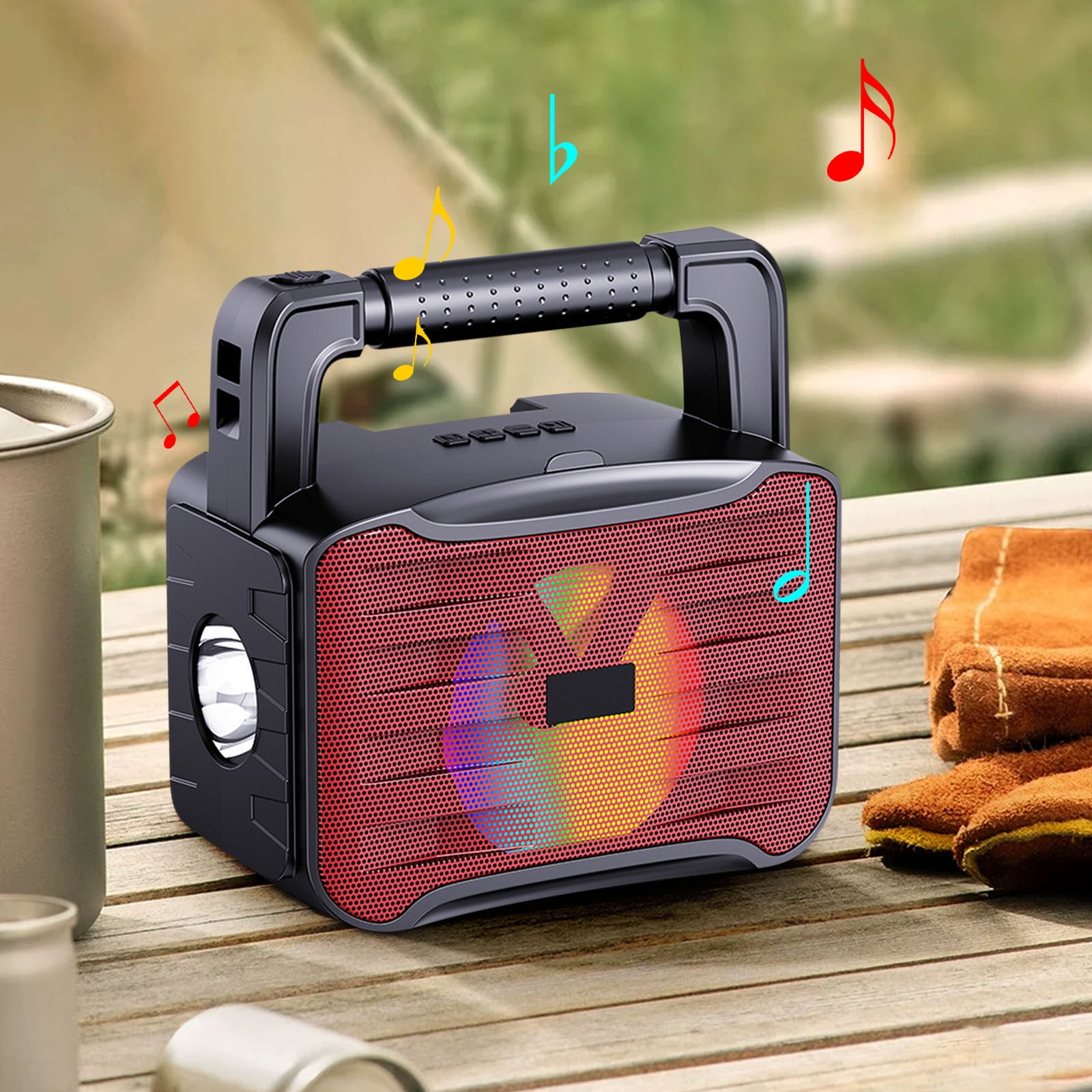 Matoen Camping Flashlight Emergency Radio Hand Crank Solar Bluetooth Speaker, Portable Battery Powered Waterproof Radio Flashlight Phone Charger, Reading Light