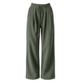thumbnail image 6 of ZHYou No Boundarie Corduroy Pants for Women Ribbed Knit Drawstring High Waist Wide Leg Loose Casual Trousers with Pockets,Army Green,Size M, 6 of 6