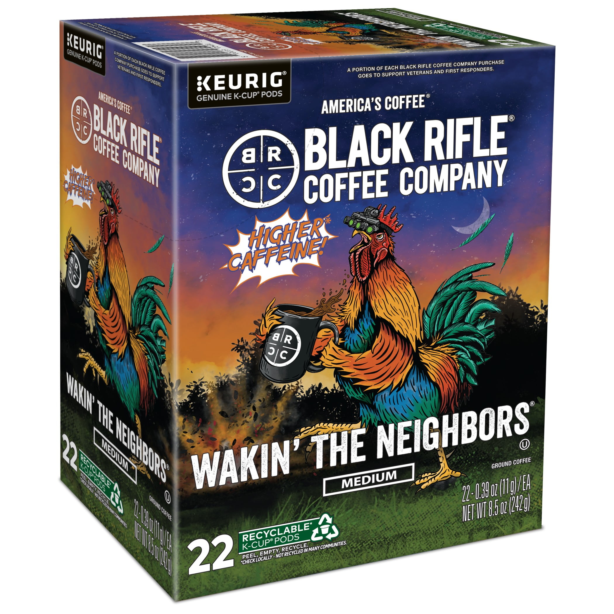 Black Rifle Coffee Company - Brandclub - Black Rifle Coffee Company Wakin  the Neighbors High Caffeine Keurig K-Cup Pods, Medium Roast, 22 Ct