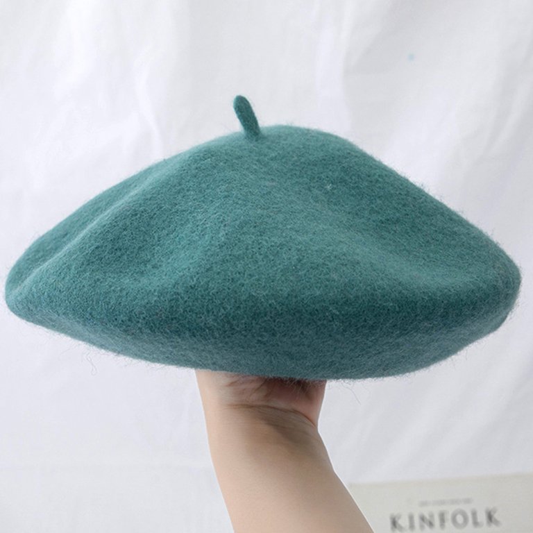 2668 Wool French Beret Hat Solid Color Cap For Women Girls (turquoise Turquoise Beret,girl Beret,blue French Wool Beret,soft Wool  main image 2