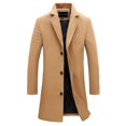 thumbnail image 1 of Men's Trench Coat Long Jacket Lapel Neck Outwear Overcoat Cardigan, 1 of 5