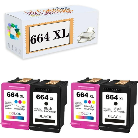 Compatible 664 XL Ink Cartridges Replacement for HP Deskjet Ink Advantage 1115 2135 2138 2675 2676 2678 3635 3636 3638 4678 5075 5275 Printers 2 Black 2 Color