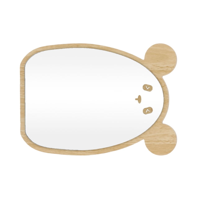 1 Pc Espejo Cosmético de Panda de Caricatura para Escritorio para Salón de Belleza Color Madera Espejo de Madera Plateado