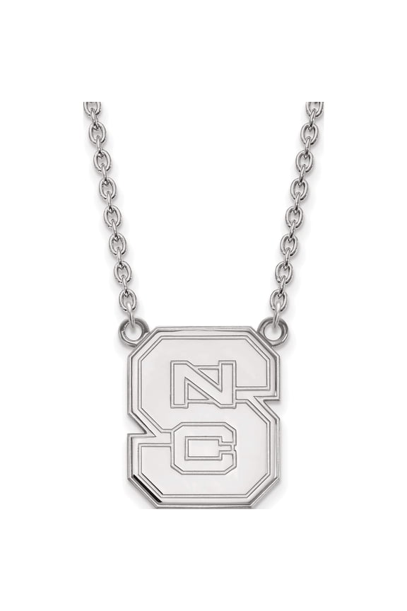 Sterling Silver S. Rh-P Logoart North Carolina State U Large Pendant With Necklace (18 X 15) Made In United States ss016ncs-18