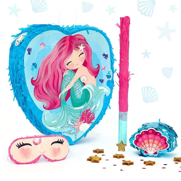 Mermaid Pinata Themed Birthday Supplies Set - Perfect Pinata Decorations, Treasure Hunt & More!